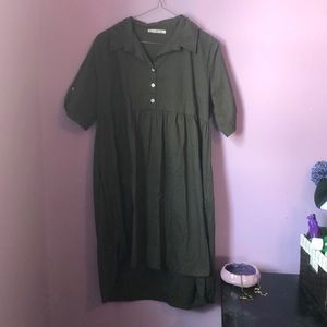Green collared button dress